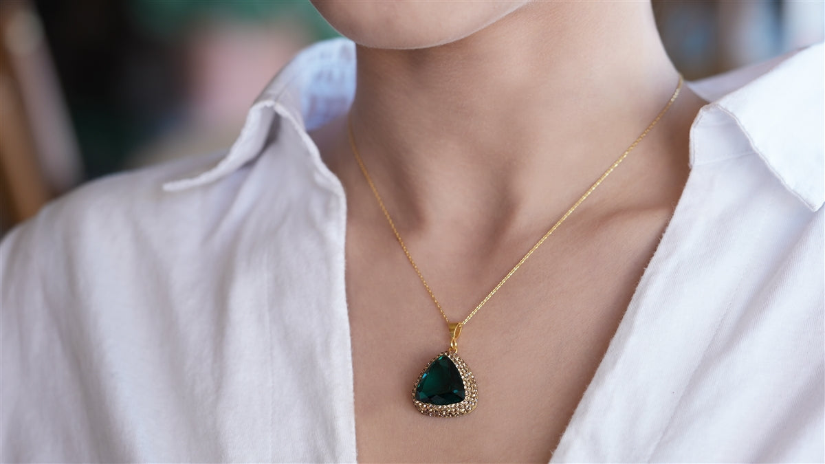 Green Triangle Necklace