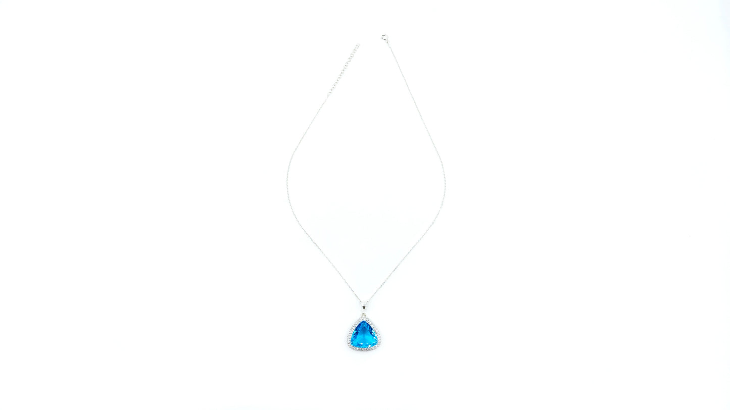 Triangle Pendant Necklace Baby Blue Stone