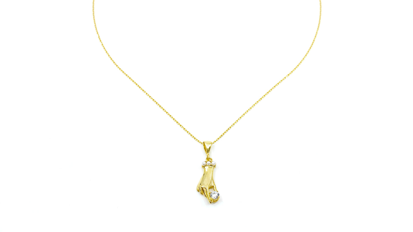 Disembodied Hand Gold Necklace