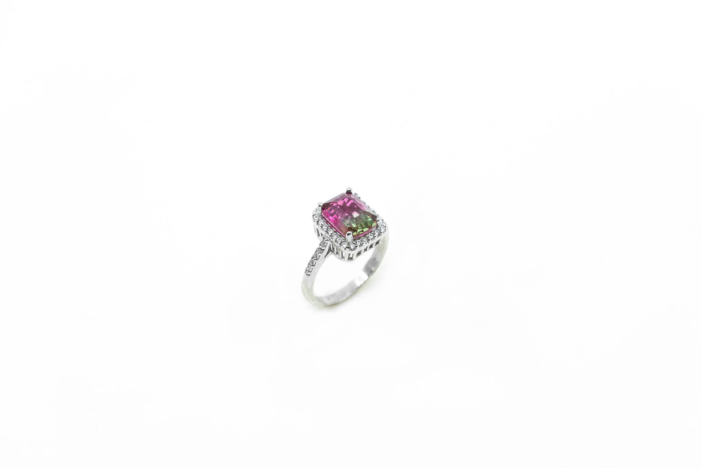 Amethyst Purple Stone Ring With CZ Trim