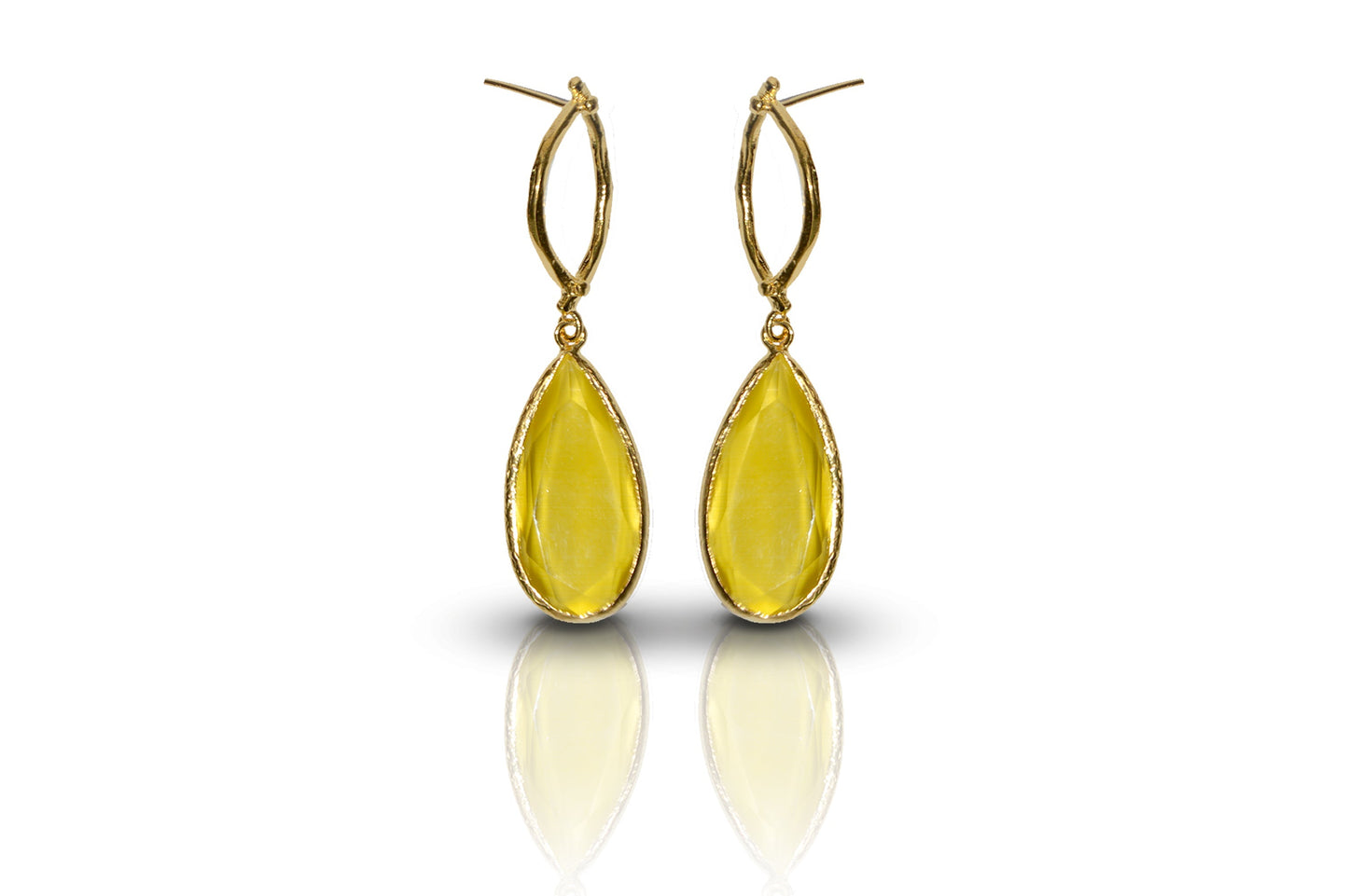 Aurora Mustard Oval Gold Earrings