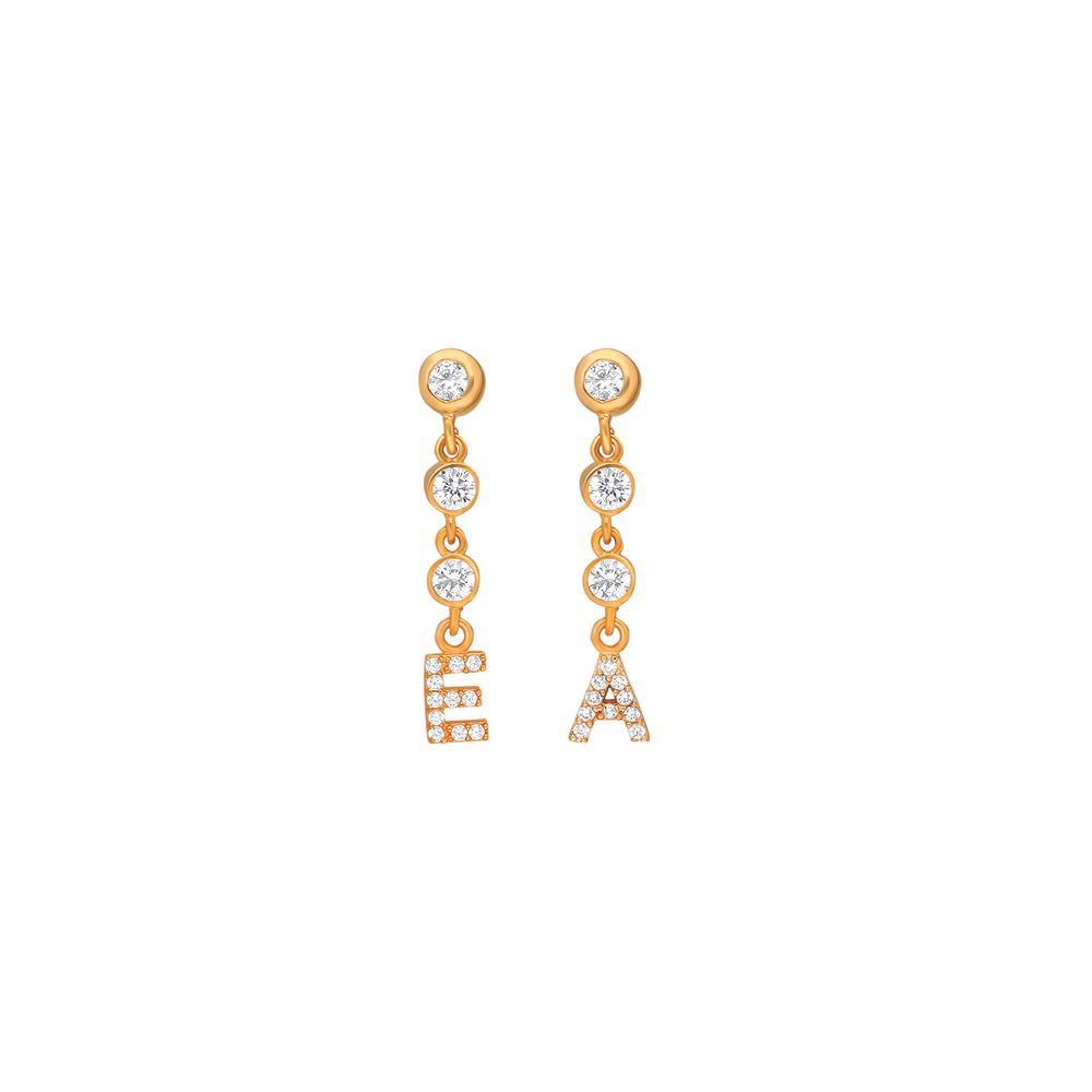 Personalized Diamond Chain Initial Earring