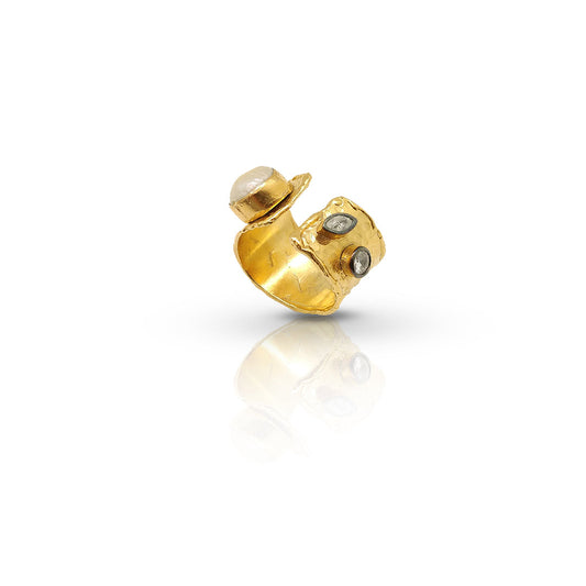 Aurora Fancy Two Side Cuff Gold Ring