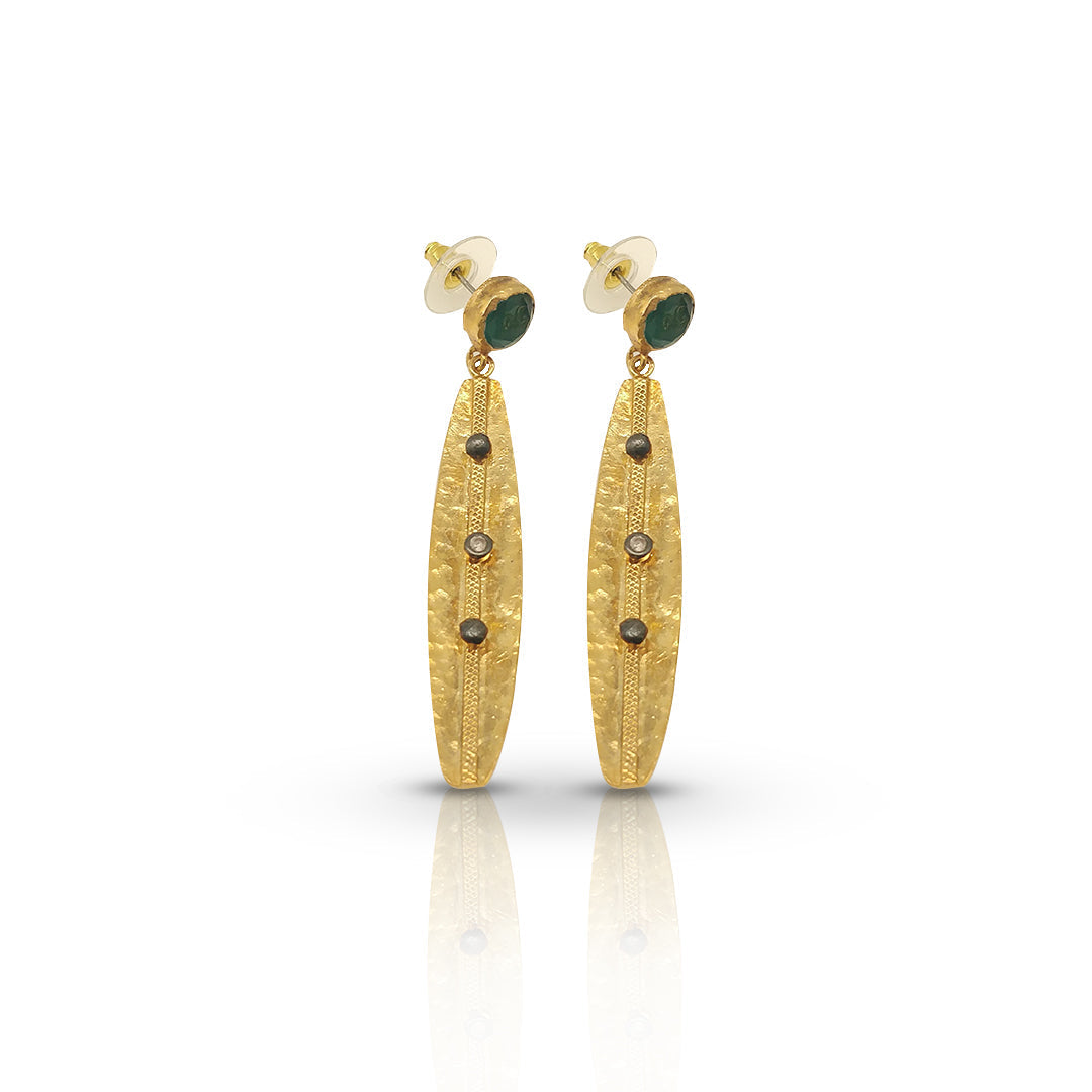 Aurora Fancy  Olive Leaf Gold Earrings