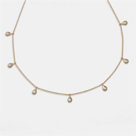 7 Diamond Teardrop Chain Necklace