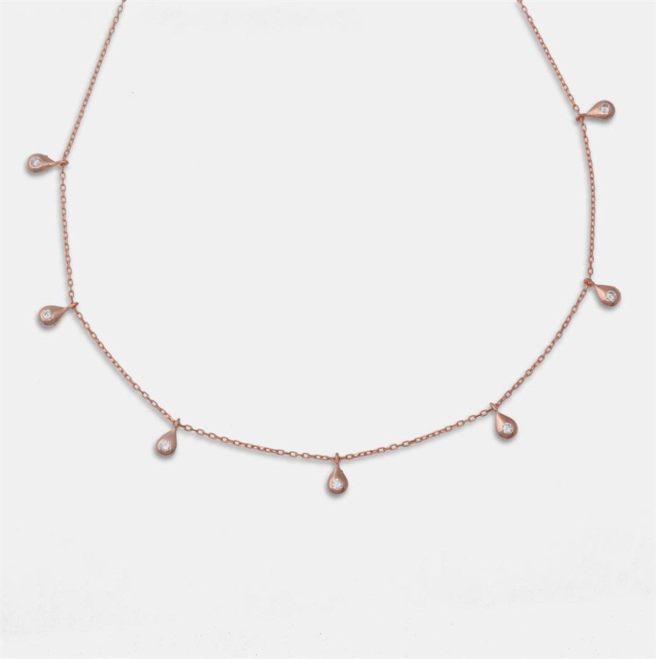 7 Diamond Teardrop Chain Necklace