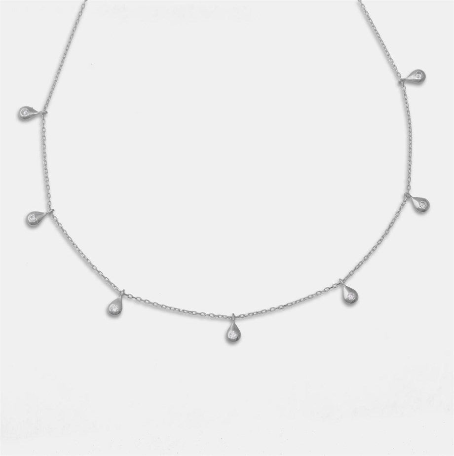 7 Diamond Teardrop Chain Necklace