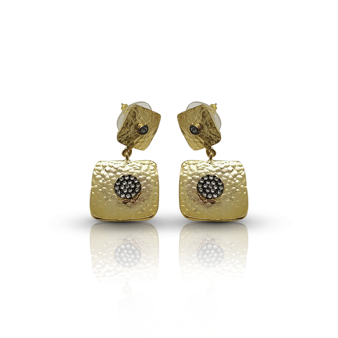 Aurora Fancy Square Gold Earrings