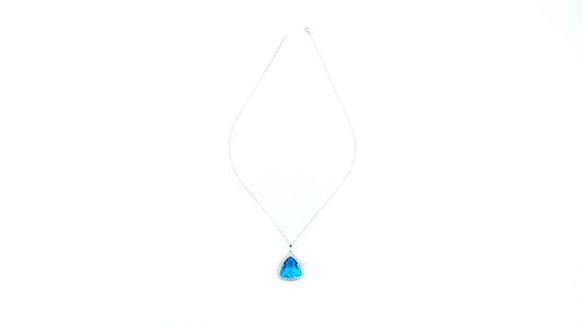 Triangle Pendant Necklace Baby Blue Stone