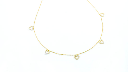 Five Open Hearts Choker Necklace