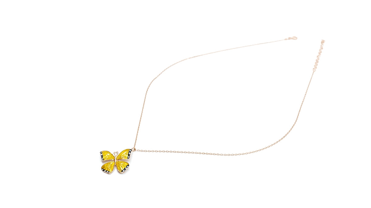 Yellow Enamel Butterfly Necklace