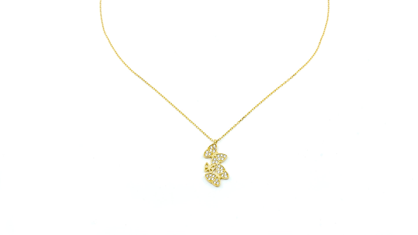 Three Butterfly Necklace