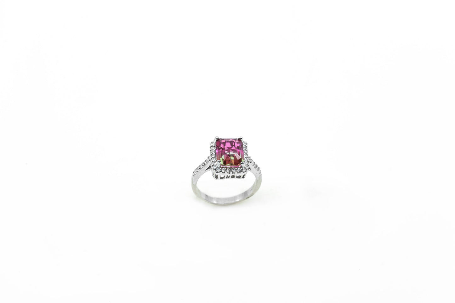 Amethyst Purple Stone Ring With CZ Trim