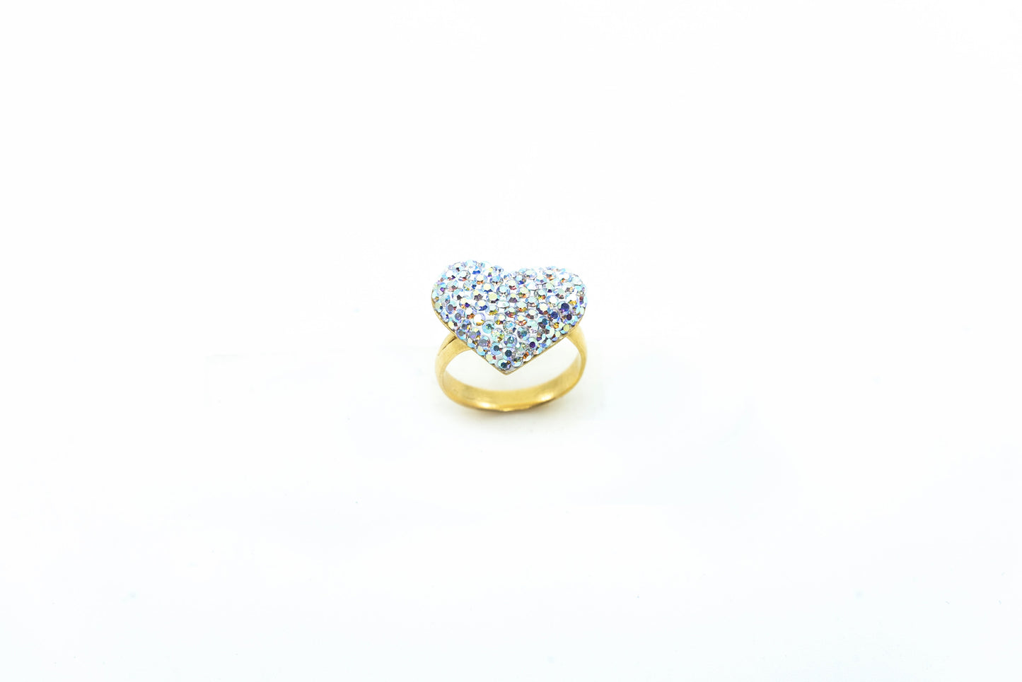 Silver Stone Gold Heart Ring