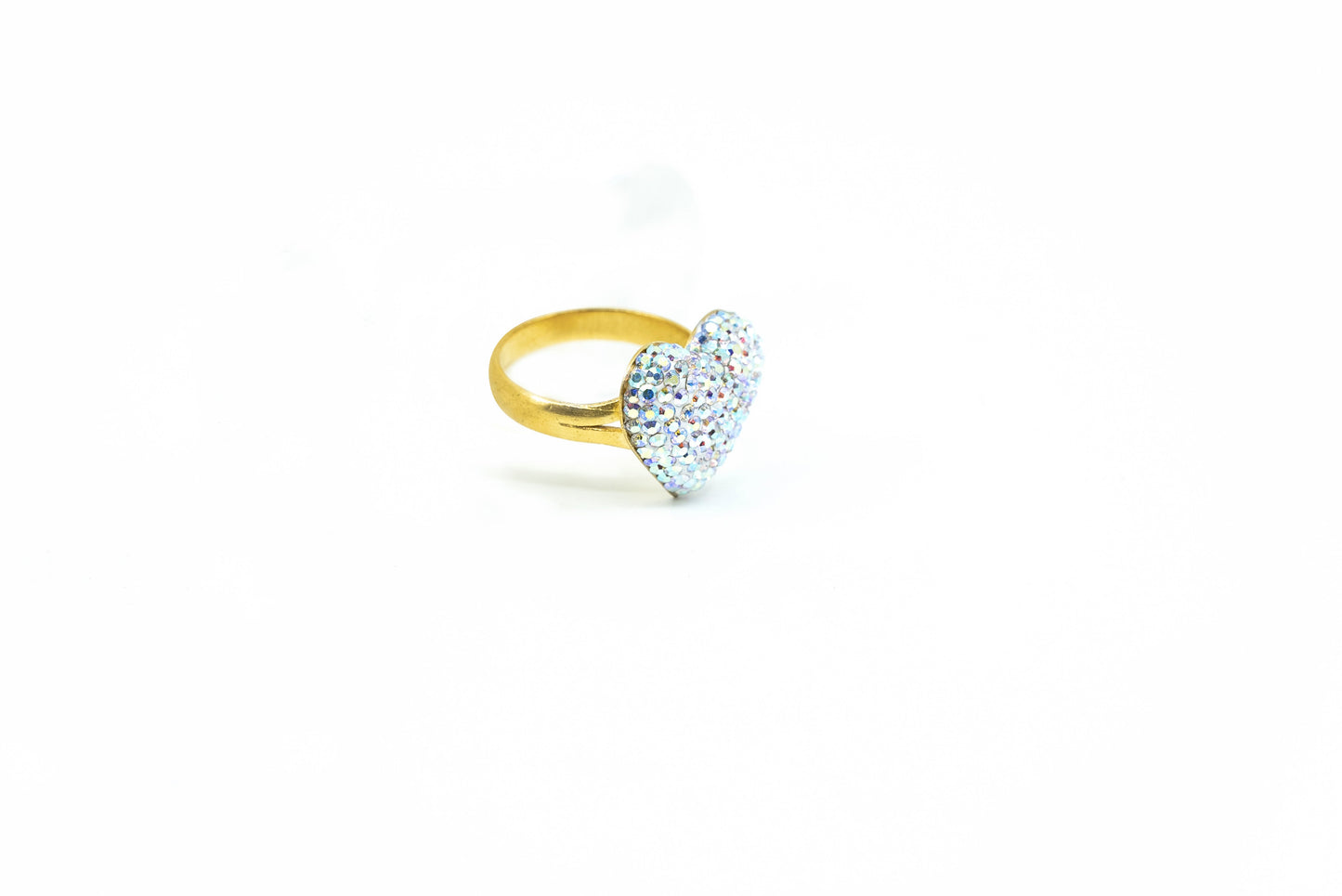 Silver Stone Gold Heart Ring