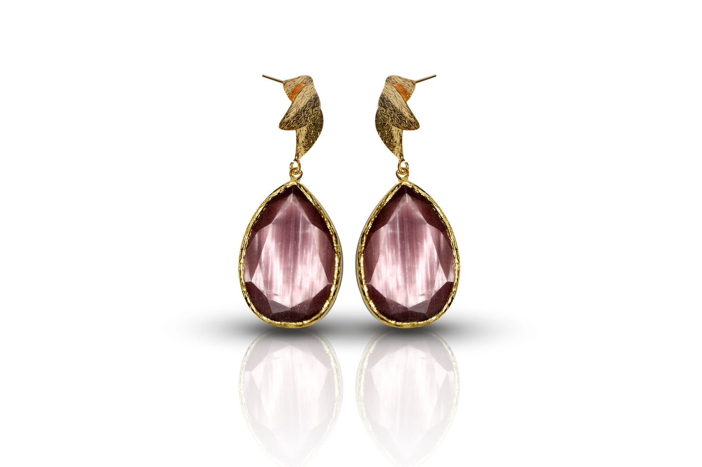 Aurora Purple Tulip Gold Earrings