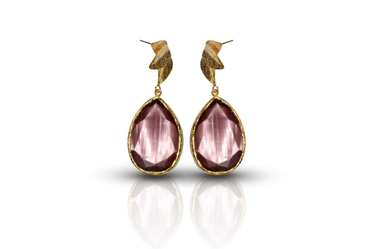 Aurora Purple Tulip Gold Earrings
