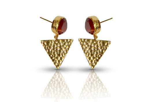 Aurora Orange Triangle Gold Earrings