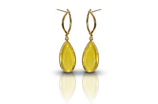 Aurora Mustard Oval Gold Earrings