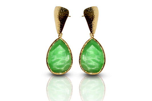 Aurora Green Funnel Gold Earrings