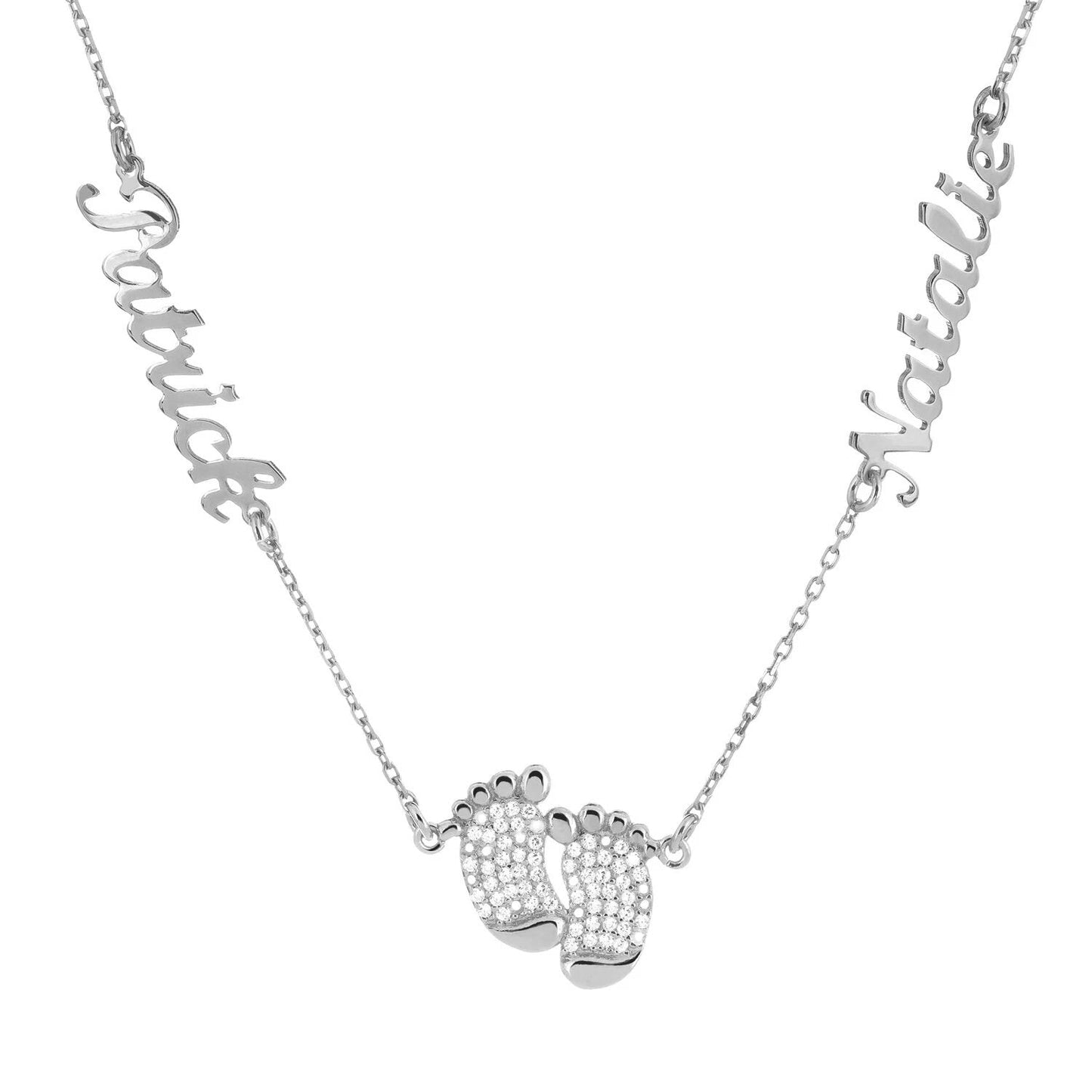 Personalized Engraved Two Name Foot Necklace
