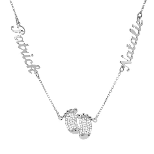Personalized Engraved Two Name Foot Necklace