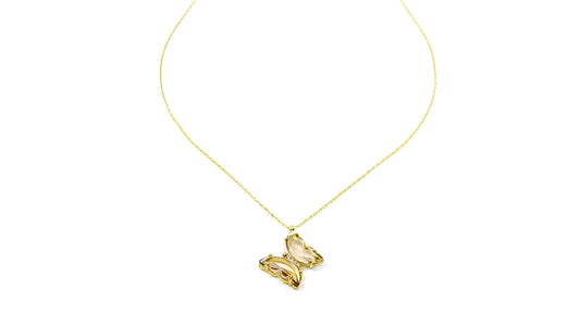 Pink Glass Butterfly Necklace