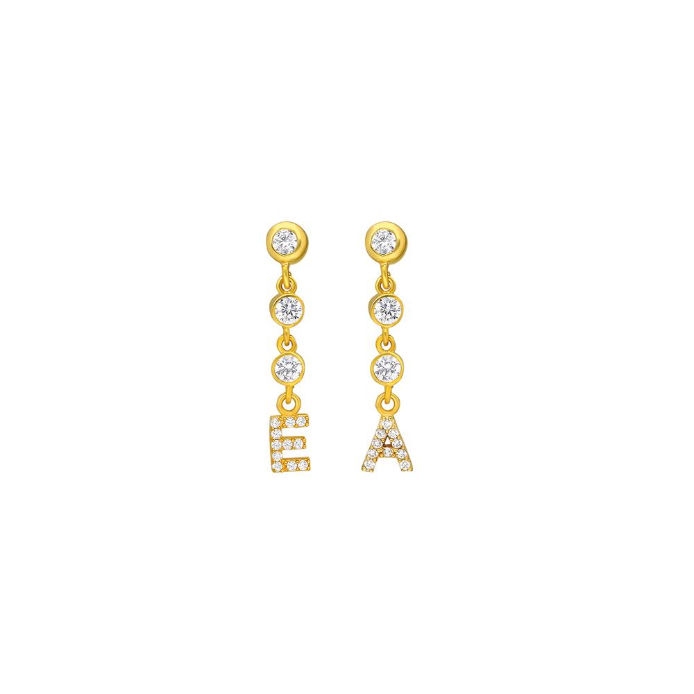Personalized Diamond Chain Initial Earring